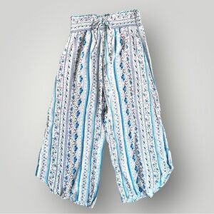 Floral Striped Wide-Leg Pants